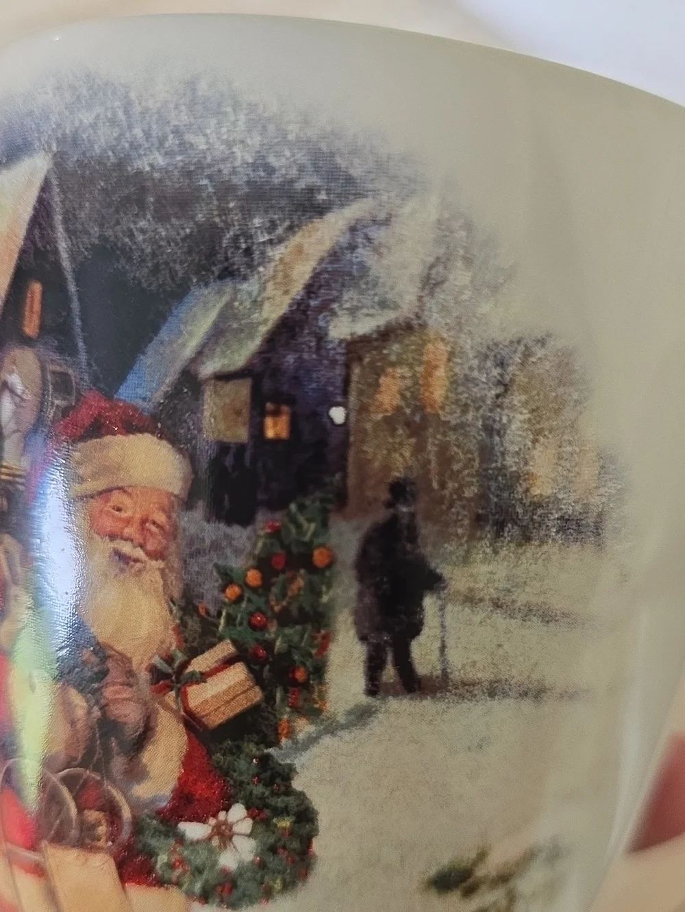 Set of 2 Pottery Barn Nostalgic Christmas Santa Mugs Ceramic Coffee Cups